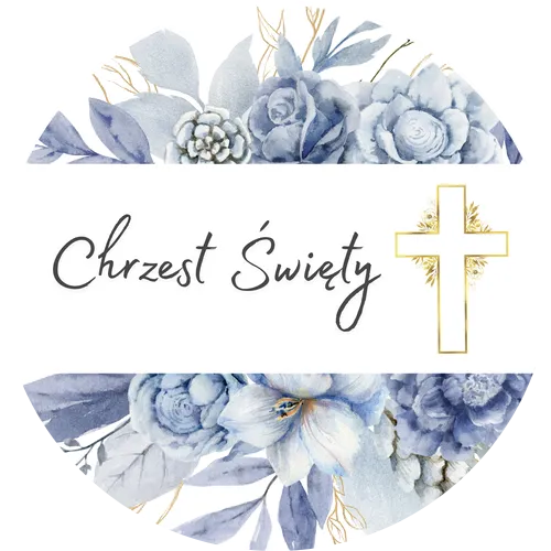 59.CHRZEST KRZYŻ NIEBIESKIE KWIATY